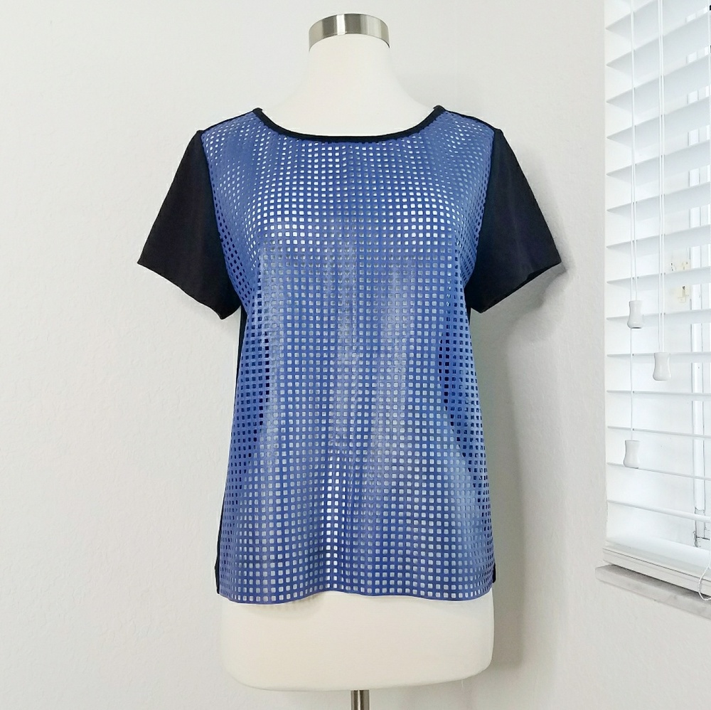 TROUVE Short Sleeve Leather Front Tee L.